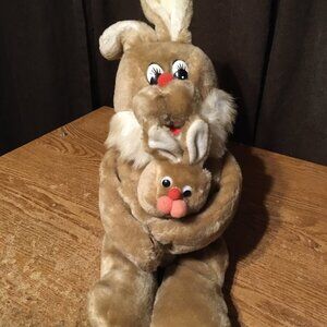 CONESCO CHASE RABBIT PLUSH HUGGING BROWN BUNNY PARENT BABY 20" KOREA EASTER
